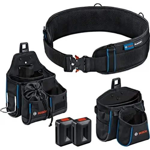 Produktbild: Bosch Professional ProClick Werkzeuggürtel-Set: 1x Gürtel 108 (Größe L/XL), 1x Tasche GWT 4, 1x Tasche GWT 2, 2x ProClick Holder