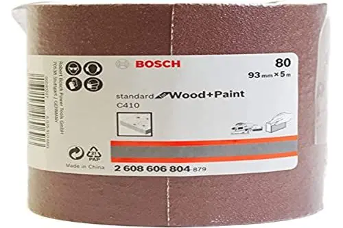 Produktbild: Bosch Professional 1x Schleifrolle C410 Standard for Wood and Paint (für Holz, 93 mm x 5 m, Körnung 80, Reißbar, Zubehör für Handschleifen, Schwingschleifer)