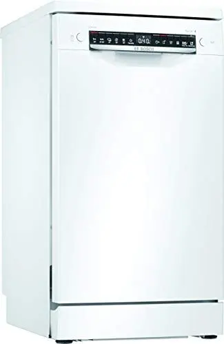 Produktbild: Bosch SPS4HKW53E Serie 4 Freistehender Geschirrspüler, 45 cm, Weiß, 70 kWh pro 100 Zyklen, 9 MGD, SuperSilence, Extra Trocknen, VarioSchublade, Home Connect