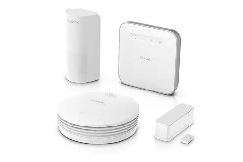 Produktbild: Bosch Smart Home Starter-Paket Sicherheit II, zuverlässiger Schutz bei Brandgefahr und Einbruch, kompatibel mit Apple Homekit, Amazon Alexa und Google Assistant