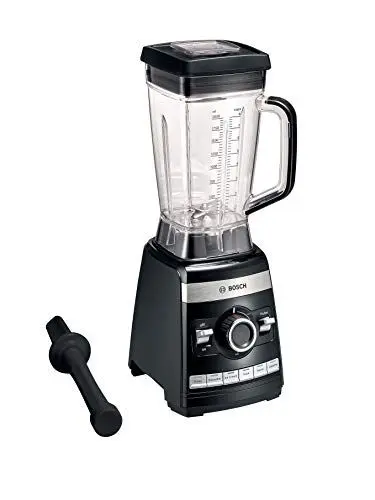 Produktbild: Bosch Standmixer VitaBoost MMBH6P6B, 6-Klingen-Edelstahlmesser, 2,5l Tritan-Mixbehälter, Stopfer, 6 Automatikprogramme, Rezeptbuch, BPA-frei, einfache Reinigung, 45,000 U/min, 1600 W, schwarz