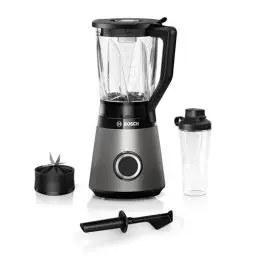 Produktbild: Bosch Standmixer VitaPower Serie 4 MMB6174SN, verbesserte Version, Edelstahl-Klingen Made in Germany, 1,5l Glasbehälter, 0,6l To-Go-Flasche, spülmaschinenfeste Teile, 30,000 U/min, 1200 W, silber
