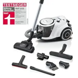 Produktbild: Bosch Staubsauger beutellos Serie 6 BGC41XALL, Bodenstaubsauger, ideal für Allergiker, Hygiene-Filter, 10 Jahre Motorgarantie, XXL-Polsterdüse, ideal für Tierhaare, hohe Saugleistung, 700 W, weiß