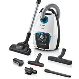 Produktbild: Bosch Staubsauger mit Beutel ProSilence Serie 8 BGB75XSIL, Bodenstaubsauger, ideal für Allergiker, Hygiene-Filter, 10 Jahre Motorgarantie, Hartbodendüse, langes Kabel, Made in Germany, 650 W, weiß