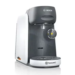 Produktbild: Bosch Tassimo Finesse Kapselmaschine TAS16B4 Kaffeemaschine by, 70 Getränke, intensiverer Kaffee auf Kopfdruck, Abschaltautomatik, perfekt dosiert, platzsparend, 1400 W, 0,7l, weiß/dunkelgrau