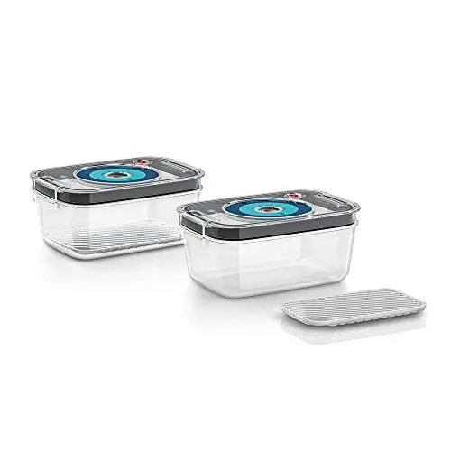 Produktbild: Bosch Vakuum-Frischhaltedose MSZV0FC2, 2 Vakuum-Frischhalteboxen (je 1,2l), BPA-freies Tritan, bruchsicher, geruchs- und geschmacksneutral, mikrowellen- und spülmaschinengeeignet