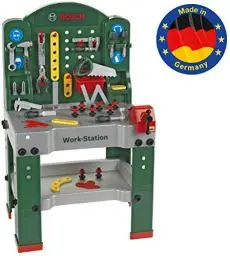 Produktbild: Theo Klein 8580 Bosch Work-Station | 44-teilig | Werkbank inkl. Arbeitssplatte mit Lernfunktion | Maße: 61 cm x 44,5 cm x 101 cm | Spielzeug für Kinder ab 3 Jahren