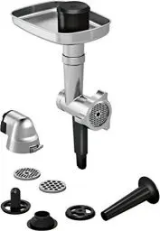 Produktbild: Bosch Zubehör-Set MUZ9HA1 Hunting Adventure, Fleischwolf, Wurststopfer, Kebbevorsatz, Lochscheiben 3,5 und 8mm, Fleischwolf aus Aluminium, für Küchenmaschine Serie 8