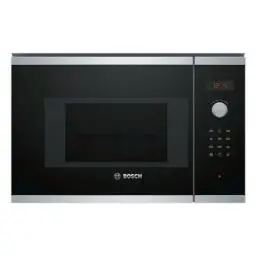 Produktbild: Bosch bel523ms0 eingebaut 20L 800 W schwarz, Edelstahl – Mikrowelle (eingebaut, 20 L, 800 W, Rotation, Berührung, Schwarz, Edelstahl, Knopf)