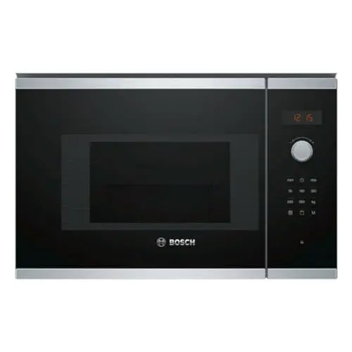 Produktbild: Bosch bel523ms0 eingebaut 20L 800 W schwarz, Edelstahl – Mikrowelle (eingebaut, 20 L, 800 W, Rotation, Berührung, Schwarz, Edelstahl, Knopf)