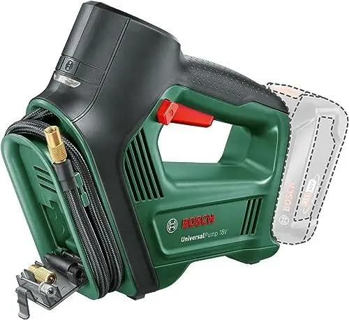 Produktbild: Bosch elektrische Luftpumpe Luftkompressor UniversalPump 18V (ohne Akku, 18 Volt System, für Auto-, Motorrad- und Fahrradreifen, 150 PSI, 10.3 Bar, im Karton)