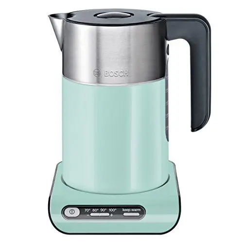 Produktbild: Bosch kabelloser Wasserkocher TWK8612P, Abschaltautomatik, Überhitzungsschutz, Temperaturwahl, Warmhaltefunktion, 1,5 L, 2400 W, türkis