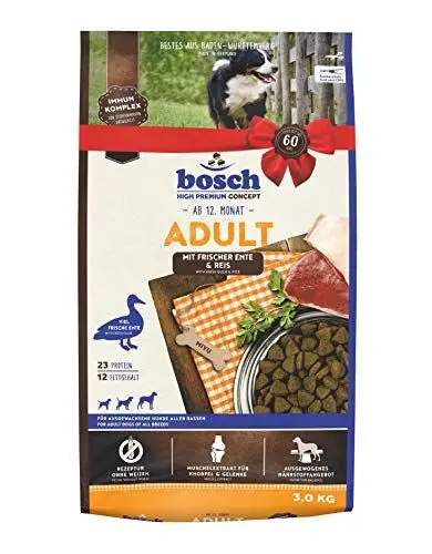 Produktbild: bosch HPC Adult mit Ente & Reis | Hundetrockenfutter für ausgewachsene Hunde aller Rassen | 1 x 3 kg