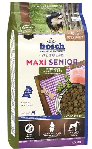 Produktbild: bosch HPC Maxi Senior mit frischem Geflügel & Reis | Hundetrockenfutter für ältere Hunde großer Rassen (ab 25 kg) | 1 x 2.5 kg
