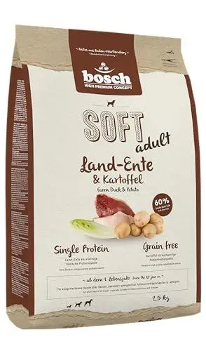 Produktbild: bosch HPC SOFT Land-Ente & Kartoffel | halbfeuchtes Hundefutter für ausgewachsene Hunde aller Rassen | Single Protein | grain-free | 1 x 2.5 kg