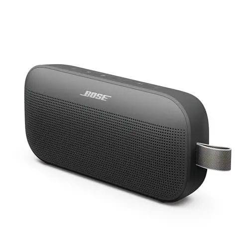 Produktbild: Bose SoundLink Flex Tragbarer Bluetooth-Lautsprecher (2. Gen.), Tragbarer Außen-Lautsprecher mit naturgetreuem Klang, bis zu 12 Stunden Akkulaufzeit, staubdicht und wasserdicht, Schwarz