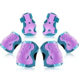 Produktbild: BOSONER Knieschoner Kinder Schoner Inliner: Protektoren Schützer Inline Skates Knie Und Ellenbogenschützer Knieschützer Skateboard Rollschuhe Schutzausrüstung (Blauviolett-cc-Xin, M (6-15Jahre))