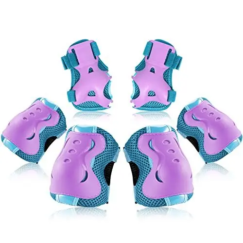 Produktbild: BOSONER Knieschoner Kinder Schoner Inliner: Protektoren Schützer Inline Skates Knie Und Ellenbogenschützer Knieschützer Skateboard Rollschuhe Schutzausrüstung (Blauviolett-cc-Xin, M (6-15Jahre))