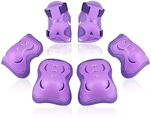 Produktbild: BOSONER Knieschoner Kinder Schoner Inliner: Protektoren Schützer Inline Skates Knie Und Ellenbogenschützer Knieschützer Skateboard Rollschuhe Schutzausrüstung (Violett-Xin, S (3-7 Jahre))