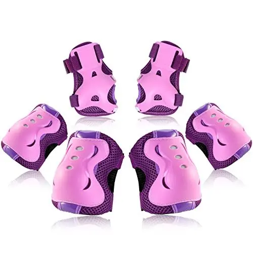 Produktbild: BOSONER Knieschoner Kinder Schoner Inliner: Protektoren Schützer Inline Skates Knie Und Ellenbogenschützer Knieschützer Skateboard Rollschuhe Schutzausrüstung (Violett-cc-Xin, M (6-15Jahre))