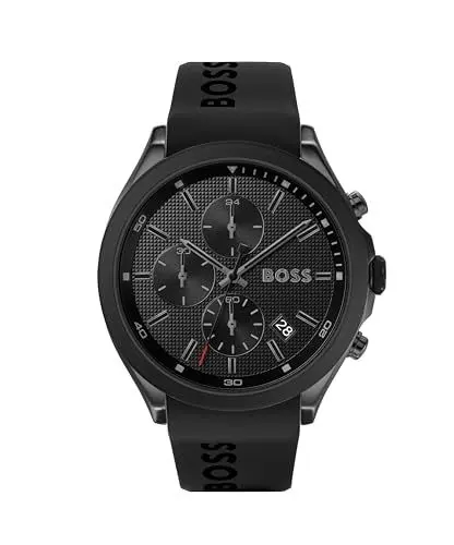 Produktbild: BOSS Chronograph Quarz Uhr für Herren Kollektion Velocity mit Schwarzes Silikonarmband - 1513720