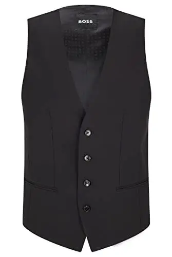 Produktbild: BOSS Herren H-Huge-Vest-MM-224 Slim-Fit Weste aus Stretch-Schurwolle Schwarz 48