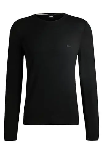 Produktbild: BOSS Herren Botto-L Pullover aus Schurwolle mit Rundhalsausschnitt und Logo-Stickerei Schwarz001 L