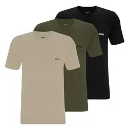 Produktbild: BOSS Herren Classic T-Shirts Kurzarm Shirts Pure Cotton Crew-Neck 3er Pack, Farbe:Mehrfarbig, Artikel:-986 beige/Black/Olive, Größe:XL