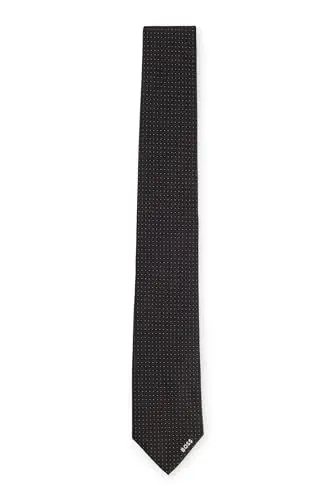Produktbild: BOSS Herren H-TIE 7,5 CM-222 Gemusterte Krawatte aus reiner Seide mit Logo-Detail Schwarz Stck