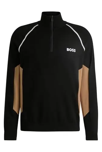 Produktbild: BOSS Herren Hydro-X FA24 Pullover aus Baumwoll-Mix mit Colour-Block-Design und Logo Schwarz001 L