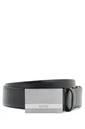 Produktbild: BOSS Herren Ledergürtel Baxton 35mm breit, Koppelschließe Silver, Black, 95 cm