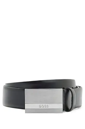 Produktbild: BOSS Herren Ledergürtel Baxton 35mm breit, Koppelschließe Silver, Black, 95 cm