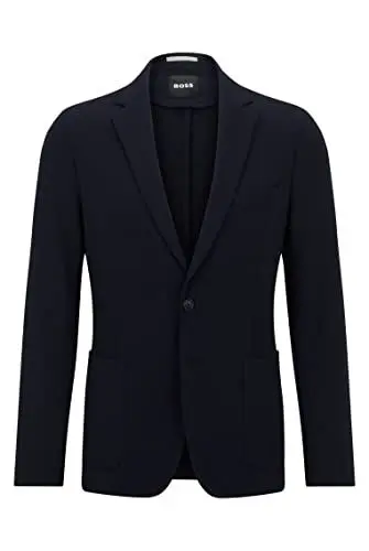 Produktbild: BOSS Herren P-Hanry-J-WG-232 Fein gemustertes Slim-Fit Sakko aus funktionalem Stretch-Jersey Dunkelblau 54