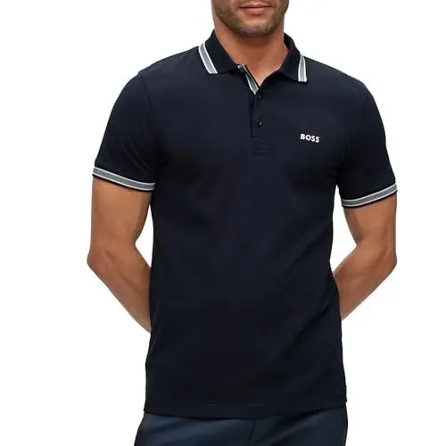 Produktbild: BOSS Herren Paddy Curved Polohemd, Dunkelblau, XXL EU