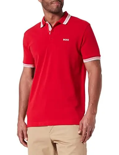 Produktbild: BOSS Herren Paddy Curved Polohemd, Rot, S EU