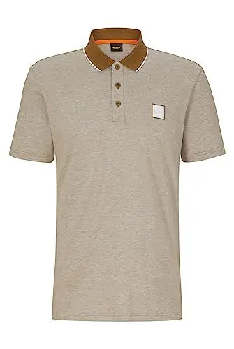 Produktbild: BOSS Herren PeOxford Poloshirt aus Baumwoll-Piqué mit Logo-Aufnäher Hellbeige XXL