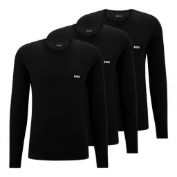 Produktbild: BOSS Herren R-Neck LS-Shirt, 3er Pack, Black, M