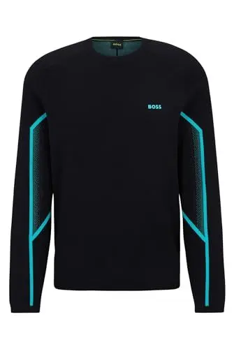 Produktbild: BOSS Herren Razlo Regular-Fit Pullover mit gerippten Bündchen und Dégradé-Jacquard Dunkelblau402 M