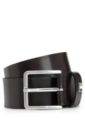 Produktbild: BOSS Herren Ther-Flag-E Sz35 Gürtel aus italienischem Leder mit charakteristischem Streifen-Detail aus Metall Dunkelbraun 110