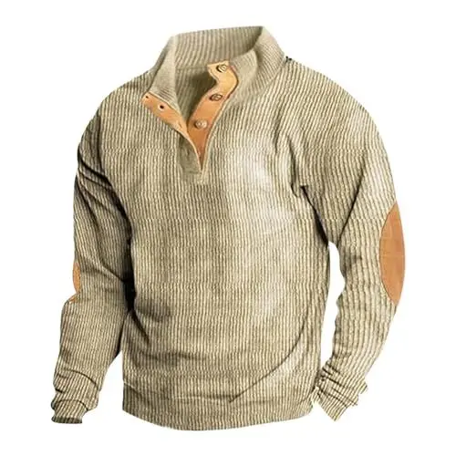 Produktbild: Boss Herren Hemd Pullover Jugendliche,Poloshirt 3XL Strick Pullover Männer Seidenhemd Pullover Mit Hemdkragen Poloshirt Herren XXL Weißer Pullover Herren Beige S