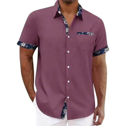 Produktbild: Boss Poloshirt Herren V Neck Tshirt Herren Solid Tshirt Herren Herren Polo Strandhemd Herren T-Shirt Herren V-Ausschnitt Hemd Herren Weiß Weißes Hemd Solid Tshirt Herren Rot 4XL