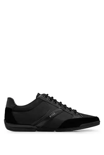 Produktbild: BOSS Herren Saturn Lowp Sneakers aus Veloursleder und Kunstleder Schwarz 48 Größe 48