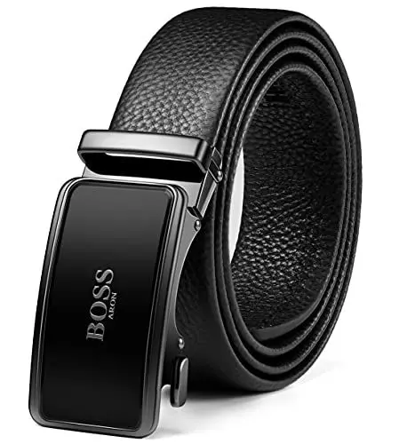 Produktbild: BOSSARON Leder Gürtel für Herren Business Anzug,Schwarz Breit 35mm,Größe Einstellbar Leder Gürtel für Herren Business Anzug,Schwarz Breit 35mm,Größe Einstellbar Gürtel (FB4-Schwarz)