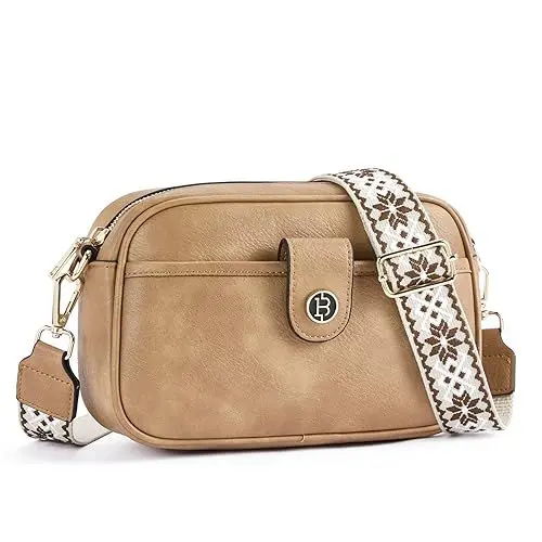 Produktbild: BOSTANTEN Damen Handy Umhängetasche, Crossbody Bag mit verstellbarem Breiter Gurt, PU Leder Gesteppte Umhängetasche für Damen