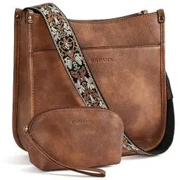 Produktbild: BOSTANTEN Damen Handtasche Kleine Umhängetasche PU Leder Schultertasche mit Geldbörse für Frauen Crossbody Bags mit verstellbarem Farbigem Riemen,Braun