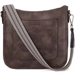 Produktbild: BOSTANTEN Damen Handtasche Kleine Umhängetasche aus PU Leder Schultertasche für Frauen Crossbody Bags mit verstellbarem Farbigem Riemen,Kaffee