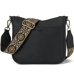 Produktbild: BOSTANTEN Kleine Umhängetasche Damen Mittelgroß Handtasche Damen Klein Schultertasche Frauen Crossbody Bags mit verstellbarem Farbigem Riemen, Kunstleder (Schwarz)