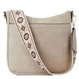Produktbild: BOSTANTEN Damen Handtasche Kleine Umhängetasche aus PU Leder Schultertasche für Frauen Crossbody Bags mit verstellbarem Farbigem Riemen - Grau