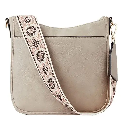 Produktbild: BOSTANTEN Handtasche Damen mittelgroß umhängetasche Crossbody Bags leder Schultertasche für Frauen Shopper tasche mit verstellbarem Farbigem Riemen Grau
