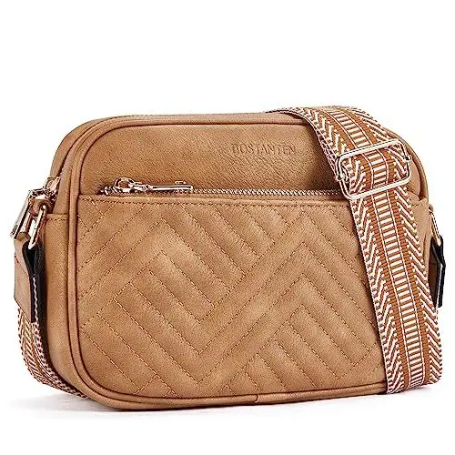 Produktbild: BOSTANTEN Handytasche zum Umhängen Damen,Handy Umhängetasche Leder,Crossbody bag mit verstellbarem Breiter Gurt, gesteppte Handtasche Damen klein